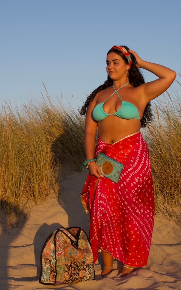 PAREO MULTIPOSICIÓN DUPATTA VANDANI GOLD.Solo 1 disponible en stock