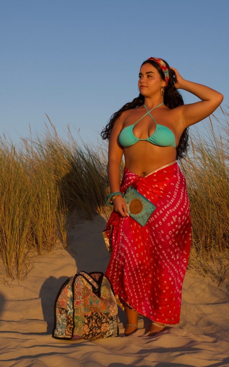 PAREO MULTIPOSICIÓN DUPATTA VANDANI GOLD.Solo 1 disponible en stock