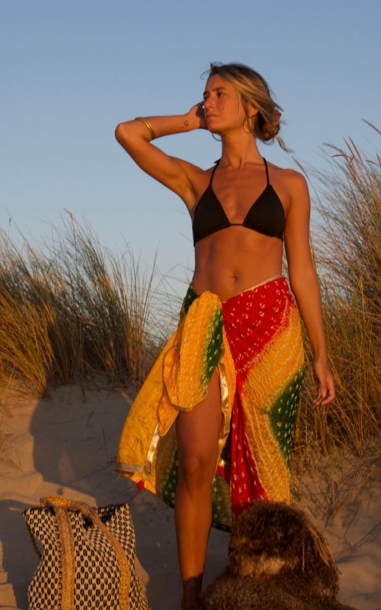 PAREO MULTIPOSICIÓN DUPATTA VANDANI GOLD.Solo 1 disponible en stock