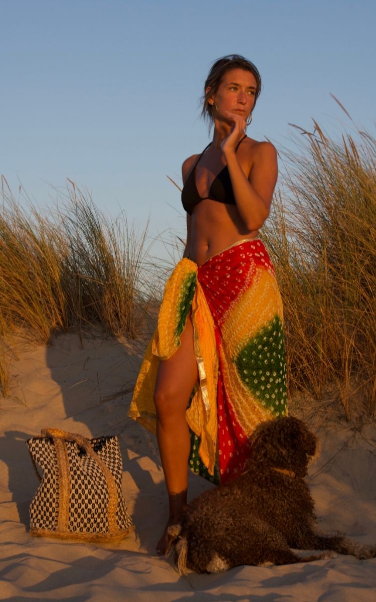 PAREO MULTIPOSICIÓN DUPATTA VANDANI GOLD.Solo 1 disponible en stock